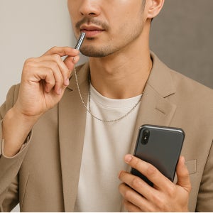 금연력 금연 목걸이 파이프 호루라기 디바이스 스틸 실버