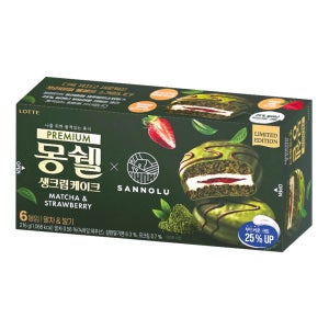 롯데 몽쉘 말차 딸기 생크림케이크 216g 6P [산노루]