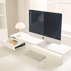 E0자재 데스크테리어 모니터받침대 1000mm, 화이트 (RT1568)