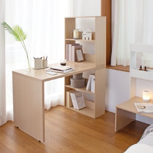 E0자재 h형 책장책상 1000mm, 메이플 (DK9873)