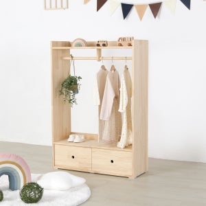 수앤홈 레아 소나무 원목 유아 어린이 키즈 행거 900