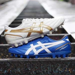 아식스 C3 축구화 AG 인조잔디 캥거루가죽 최상급 화이트골드/블루화이트 1103A121