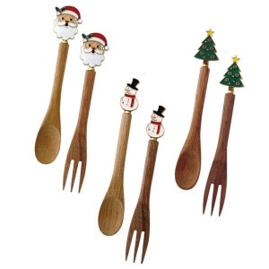 크리스마스 우드 커트러리 6종 선택, 행사 선물용 목재 수저 세트