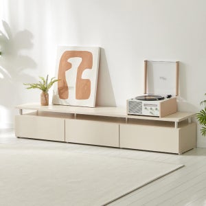 마인 거실장 낮은 티비다이 tv장 장식장 2000, 크림화이트