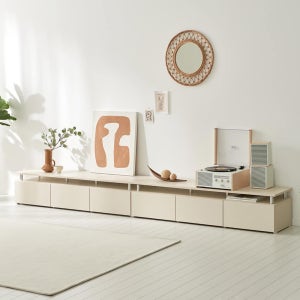 마인 거실장 낮은 티비다이 tv장 장식장 3000, 크림화이트