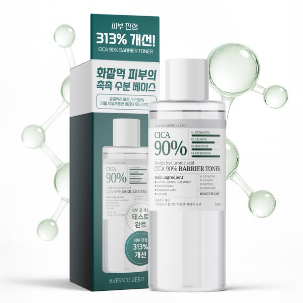 [피부진정 313% 개선] 살림백서 제로 시카 90% 더블 히알루론산 토너 200ml 스킨 진정 수분 병풀 약산성 에센