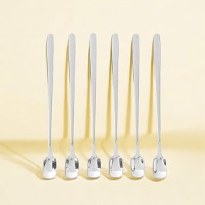 사각 7day 롱 티스푼6p세트 15cm 스텐 머들러 숟가락 롱티스푼 커피스푼 테이블웨어 납품용