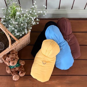 3초컷 강아지 푸퍼 패딩 폭닥 벨크로 하네스옷