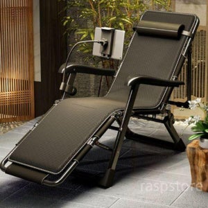 무중력 접이식 리클라이너 낮잠의자 눕는 1인용 휴식 안락 수면의자 안정 - 블랙 60cm