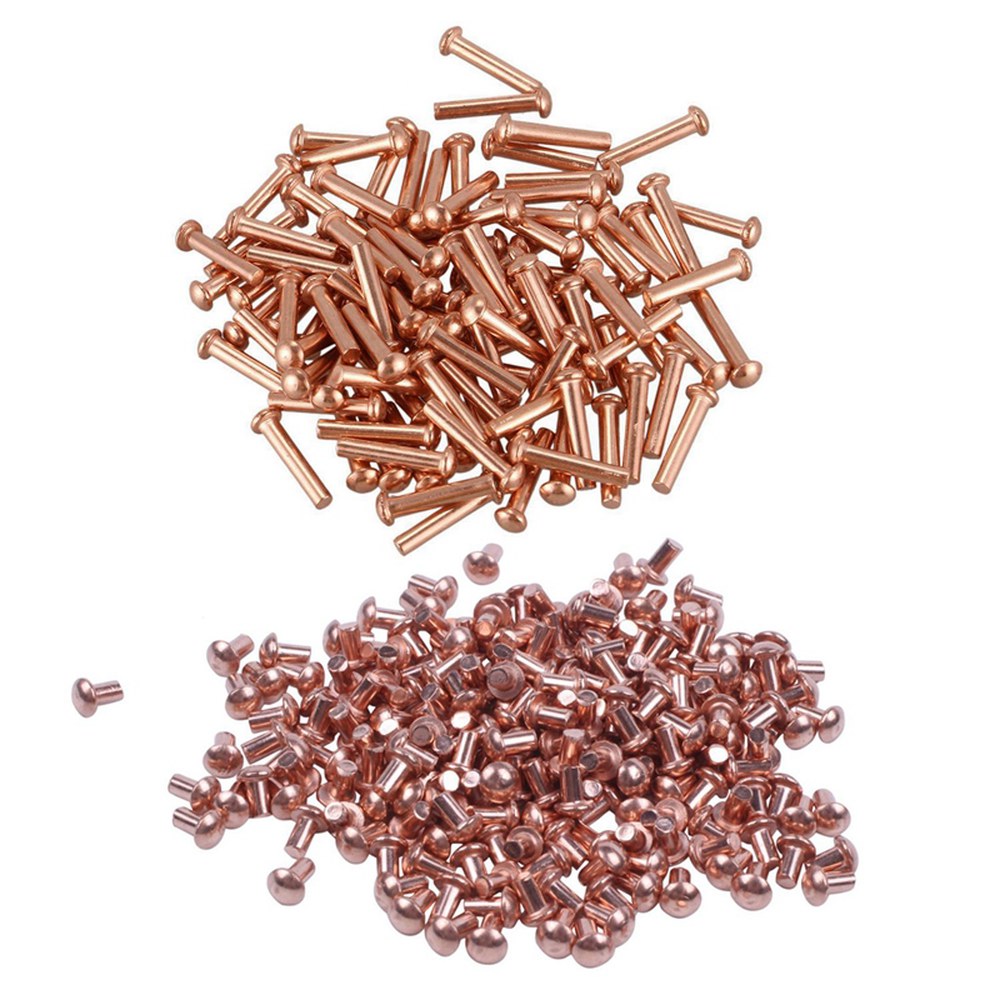 ABGH 300PCS 라운드 200 인치 구리 64 100 리벳 64X1 패스너 솔리드 <b>Copper</b>