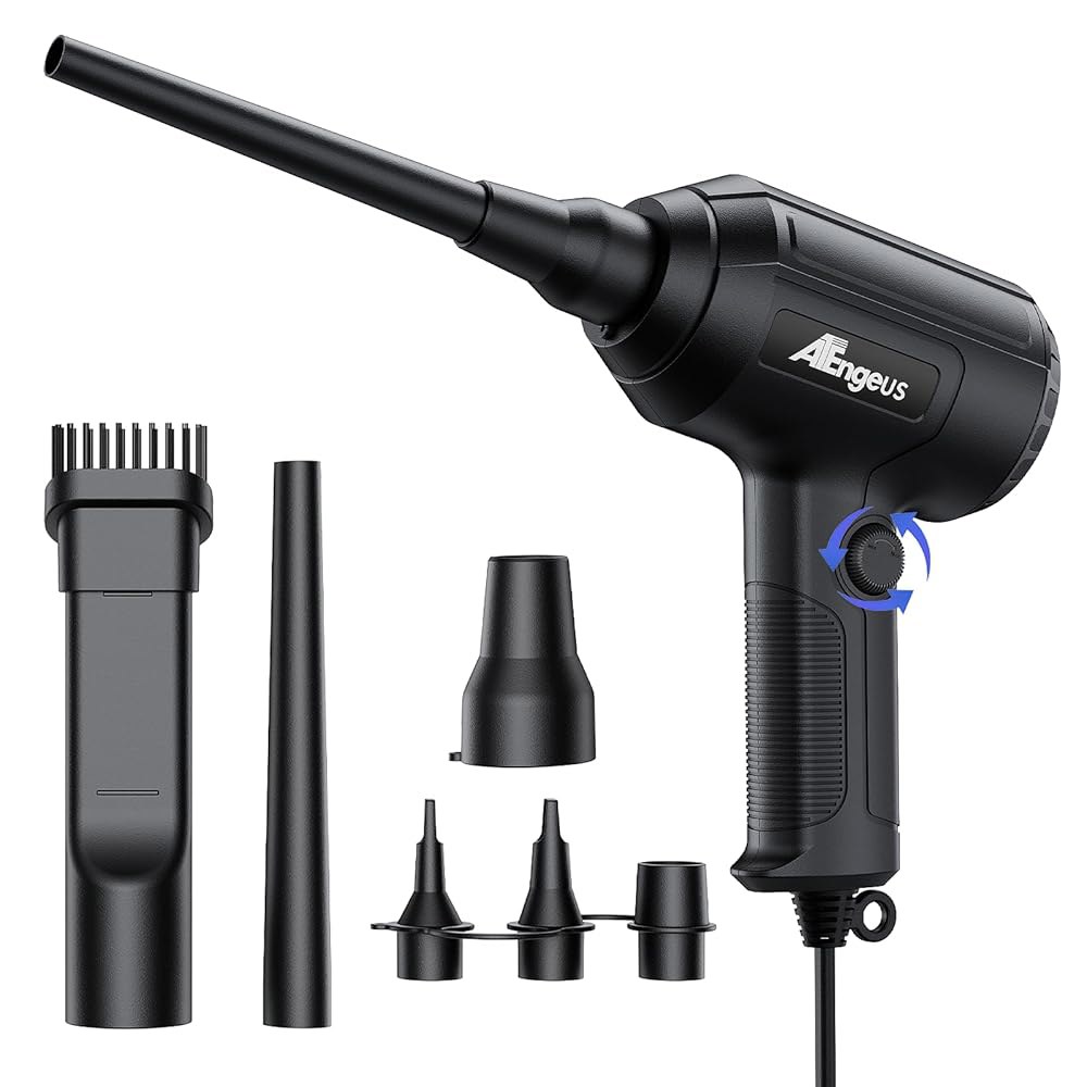 ATEngeus 에어 더스터 공기 송풍기 <b>머리카락</b> 전기 키보드 다목적 노트북 먼지 교체 스피드 압축 깨끗한 캔 PC용 스텝리스 Gr n