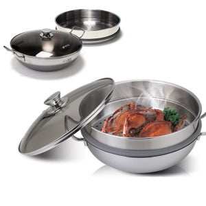 304스텐 일품 주방용품 통3중 찜기 찜냄비 2단 키친아트 통3중찜기 28cm 전골냄비