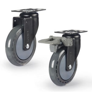 국산 고급인라인 무소음 125mm 지덕산업 대차 우레탄바퀴 회전 구루마 구르마 캐스터 엘카