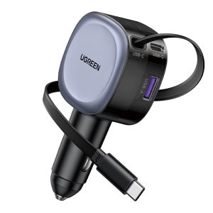 유그린 넥소드 릴케이블 시리즈 75W 차량용 시거잭 PD 고속 충전기 EC601