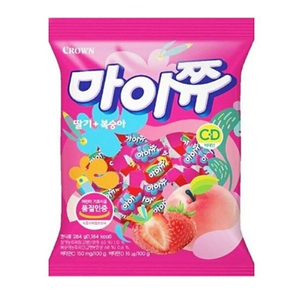 크라운 마이쮸 딸기 복숭아