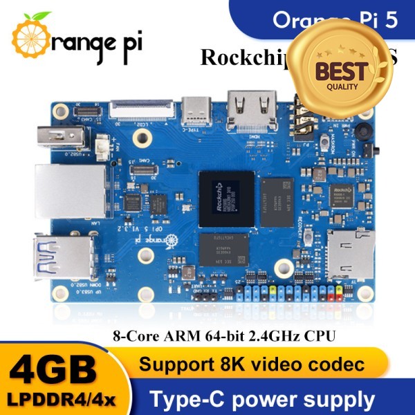 100% 호환 오렌지 파이 5 싱글 보드 컴퓨터 PCIE 모듈 외부 6 + BT5 SSD 데모 안드로이드 데비안 OS 실행 4GB RAM RK3588S
