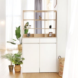 E0자재 중문 파티션 신발장 1000x363x1801, 4단, 서랍형 메이플세트 (ST9814)