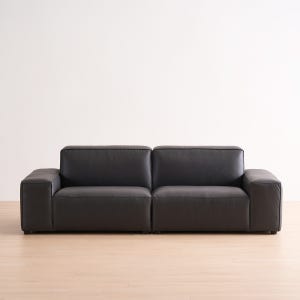 리바트 세계가구 캐러멜 3인 패브릭 소파 스툴미포함, 블랙