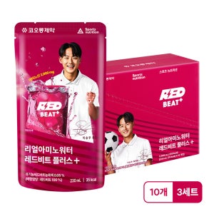 코오롱제약 리얼아미노워터 레드비트플러스 편의점 파우치 레드비트맛, 230ml, 20개