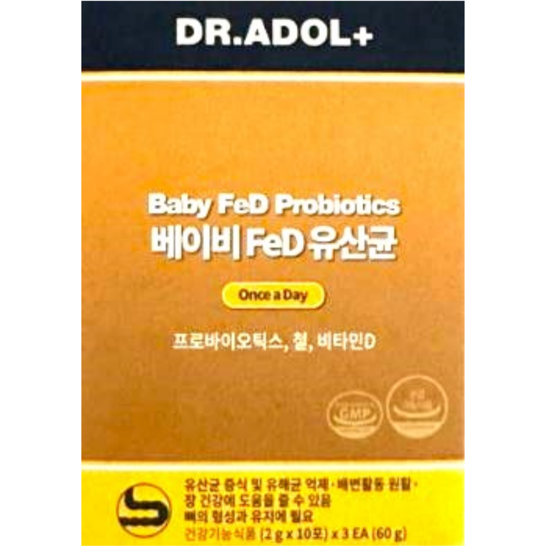 <b>닥터아돌</b> 베이비 신생아 아기 어린이 FeD 유산균 2g x 30포 1개월분