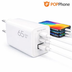 팝폰 3포트 GaN 65W PPS PD QC3.0 초고속2.0 멀티 충전기 + 100W 케이블 세트 TC65