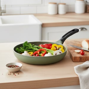 1+1 이너홈 통주물 프라이팬 인덕션 IH용 올리브 그린팬 2종(28CM웍+28CM팬)