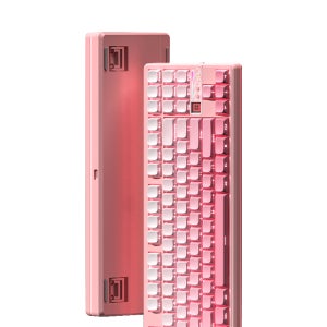 독거미 AULA F87 PRO V2 기계식 키보드 무선 케이밍키보드 핑크 그라데이션, 카라멜라떼축