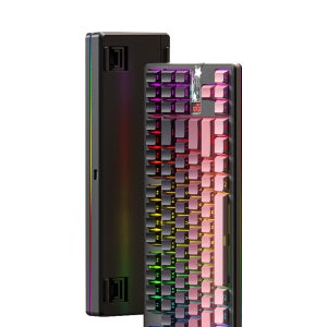 독거미 AULA F87 PRO V2 기계식 키보드 무선 케이밍키보드 블랙핑크, 카라멜라떼축