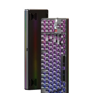 독거미 AULA F87 PRO V2 기계식 키보드 무선 케이밍키보드 투명블랙, 카라멜라떼축