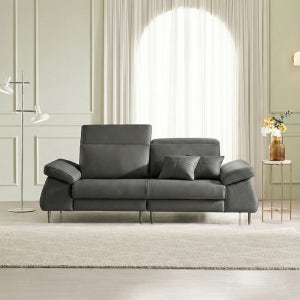 등급E0 보루네오 아트레 이태리 천연통가죽 기능성 소파 스툴포함, 딥그레이, 3인용