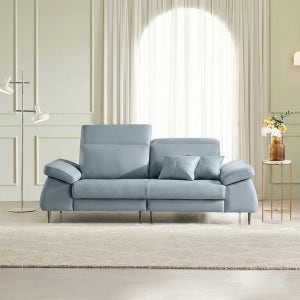 등급E0 보루네오 아트레 이태리 천연통가죽 기능성 소파 스툴포함, 소프트블루, 3인용