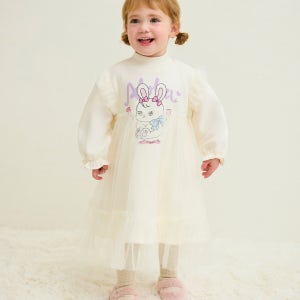 [밀크마일] 큐티뽀송이래빗샤샤기모원피스