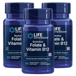 라이프익스텐션 바이오액티브 엽산 및 비타민B12 90캡슐, 3개