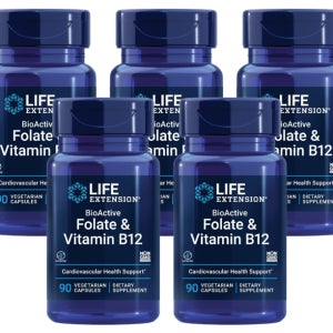 라이프익스텐션 바이오액티브 엽산 및 비타민B12 90캡슐, 5개