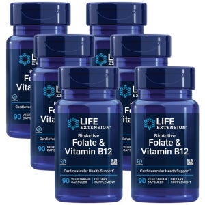 라이프익스텐션 바이오액티브 엽산 및 비타민B12 90캡슐, 6개