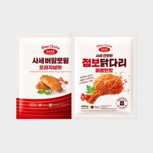 [라운지 전용] 사세 간편한 점보닭다리 매콤한맛 520g 1봉+버팔로윙 820g 1봉