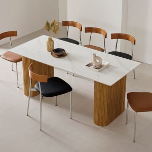 네오 세라온 템바보드 1600 세라믹 사각 식탁 패브릭 의자 6인 세트