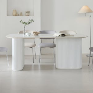 네오 세라온 템바보드 1800 세라믹 라운드 식탁 패브릭 의자 6인 세트