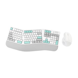 지클릭커 오피스프로 에르고M 인체공학 로우키 저소음 무선 블루투스 풀윤활 기계식 키보드 버티컬 마우스세트 EMK800 카리브 화이트