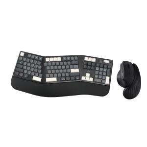 지클릭커 오피스프로 에르고M 인체공학 로우키 저소음 무선 블루투스 풀윤활 기계식 키보드 버티컬 마우스세트 EMK800 베이지 블랙