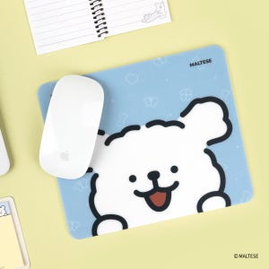 몰티즈 사각 마우스 패드 노트북 데스크탑 데스크테리어 귀여운 스카이블루