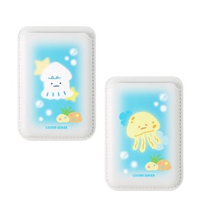 센스 깜찍한 아이폰 갤럭시 커버센스 맥세이프 교통 테그 카드 2장 포켓바다 친구들