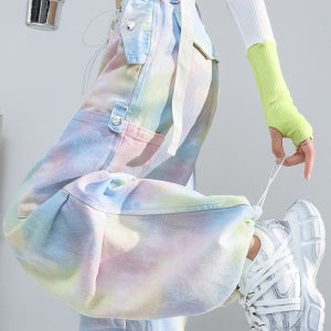 가을 조거팬츠 스트릿 밴딩 추리닝바지 레인보우 타이다이 하이웨이스트 벌룬 와이드팬츠