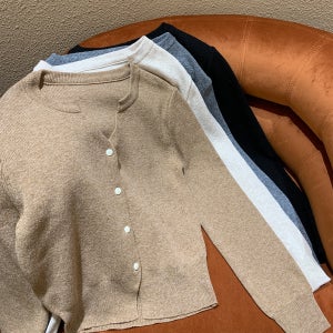 캐시미어 블렌드 세미 브이넥 니트 가디건 4color