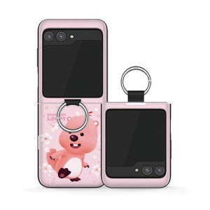 갤럭시Z플립4 잔망루피 벚꽃시즌 3D 갤럭시Z플립시리즈 고리형 카드도어범퍼케이스