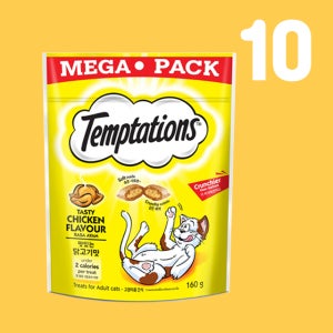 템테이션 메가팩 고양이 간식 닭고기, 160g, 10개