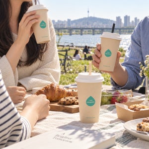 560ml(20온스) 대나무 종이컵 1000개 카페 업소용 테이크아웃 컵