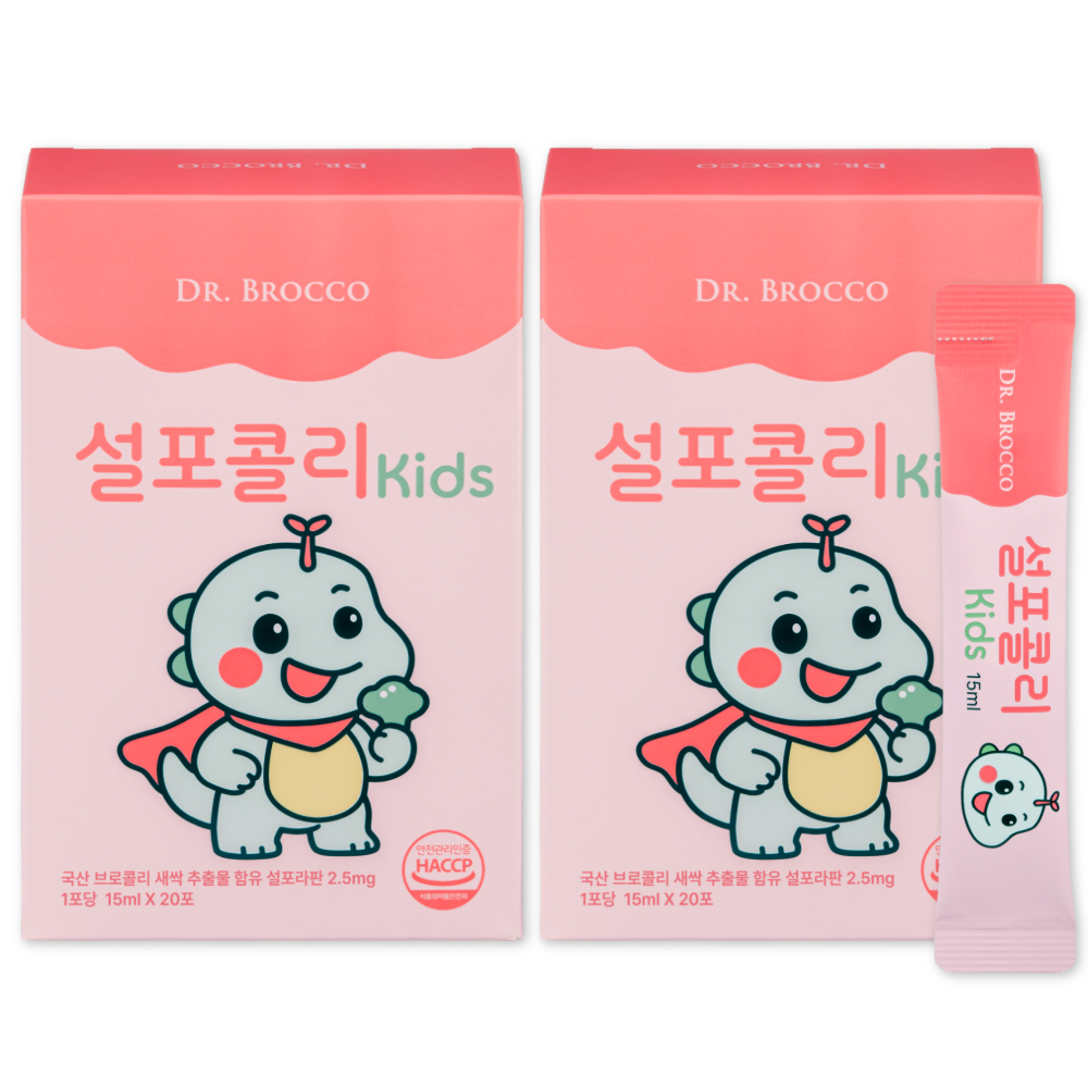 닥터브로코 어린이 튼튼 설포라판 <b>브로콜리 새싹 추출물</b> 아연 설포콜리 키즈 15ml 20포 , 2개