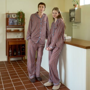 [2PACK] 주디앤 블루밍 피치기모 커플잠옷 긴팔 파자마 상하의 세트 홈웨어