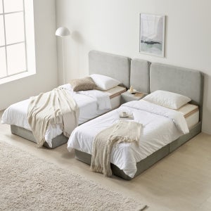 부부 트윈침대 패브릭 더블베드 호텔 침대 프레임 베이론 S+S(싱글+싱글), 윈터그레이